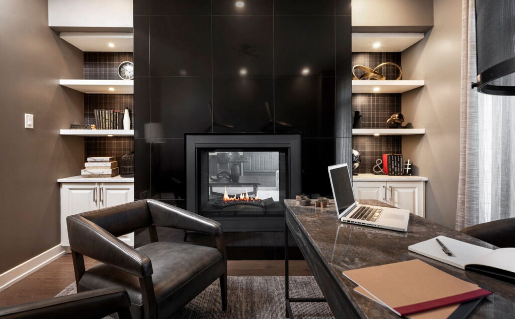 built-ins Claridge Homes Ottawa home office fireplace