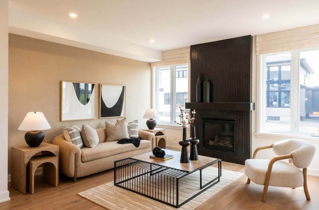 riverside south cardel ottawa new housing aspen townhouse living room fireplace