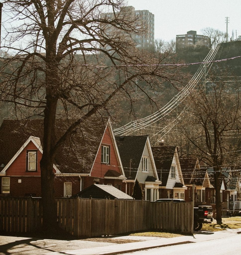 streetscape of one and a half storey homes in Hamilton