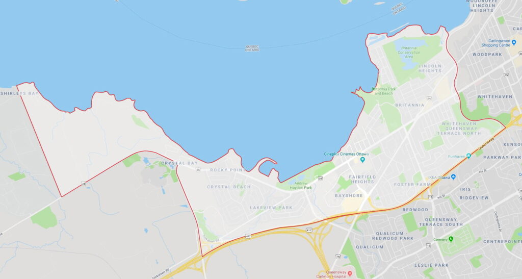 map of the Ottawa community of Bayshore-Britannia