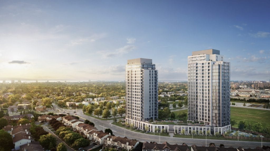 Exterior rendering of Centrepointe Union by Richcraft in Nepean, showing the surrounding community
