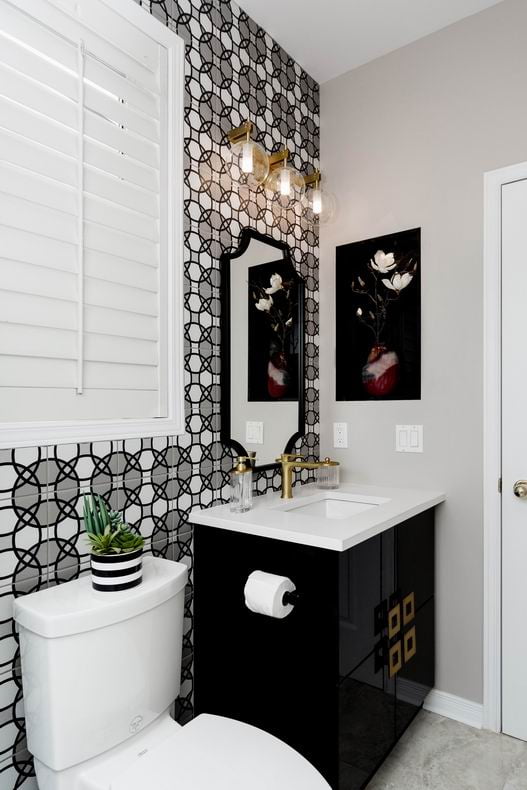 Ottawa powder room geometric tile