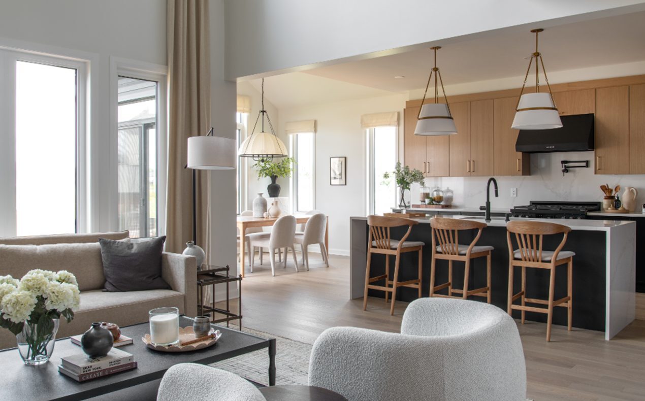 Photo of the main living area in Minto's Bellflower bungalow model home in Mahogany.