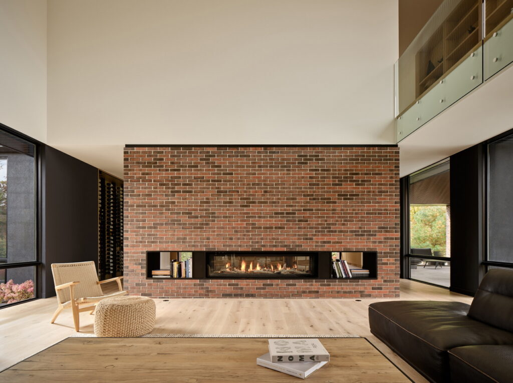 Nowacki Homes contemporary brick fireplace Ottawa