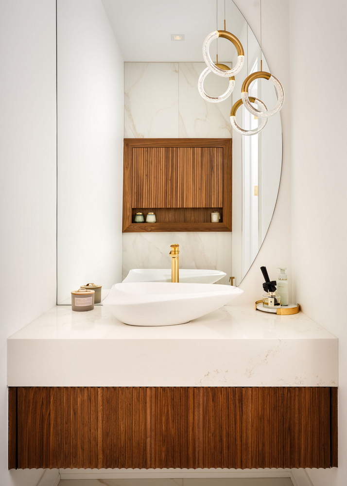 2025 NKBA awards ottawa design powder room contemporary reeded cabinet Vida Kiani Kari Design Build