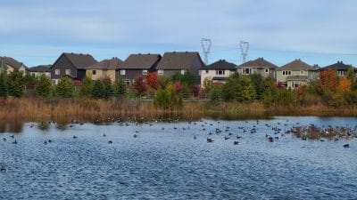 October new-home sales market housing stormwater pond