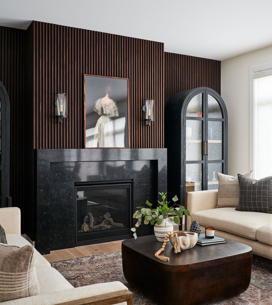 Tamarack Homes Sonya Kinkade Design feature wall moulding panelling Kensington model
