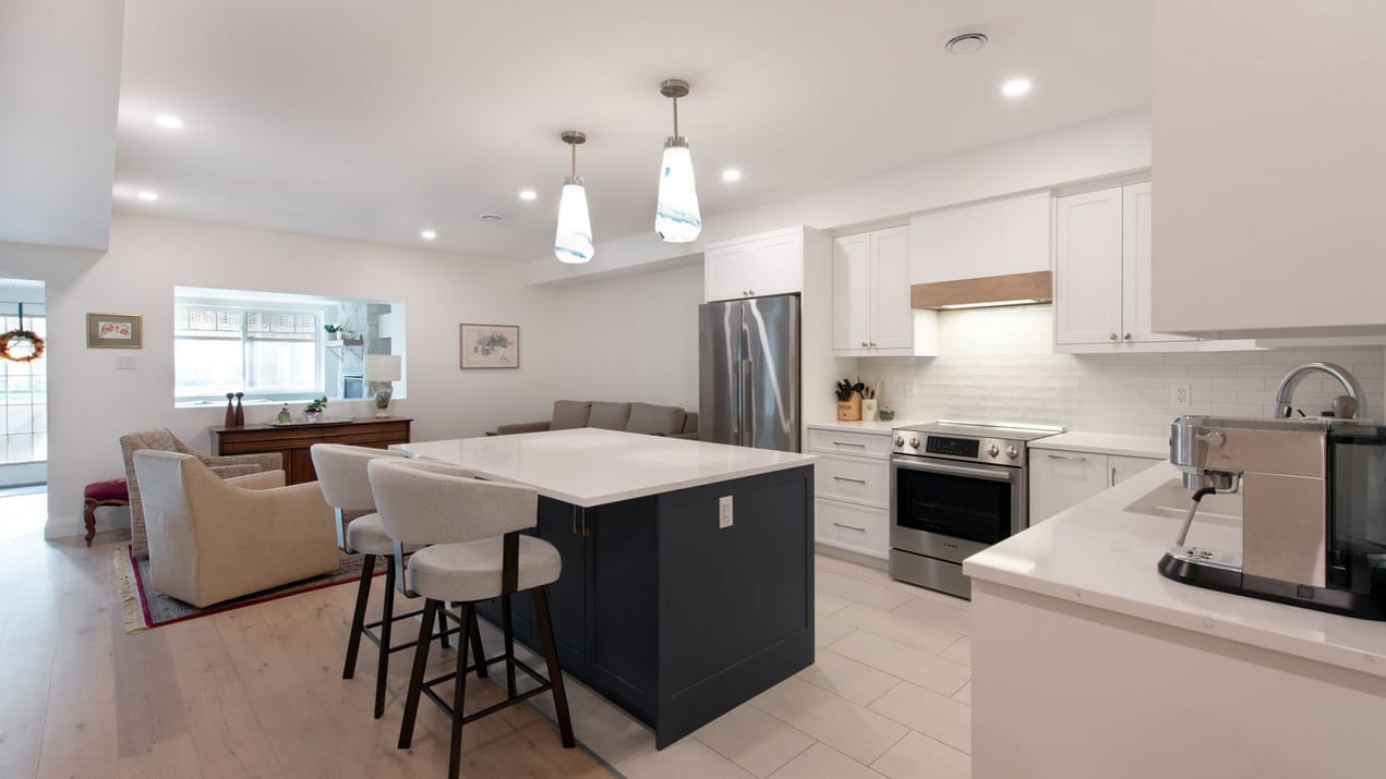 photo of an additional dwelling unit showing the open-concept kitchen and living room
