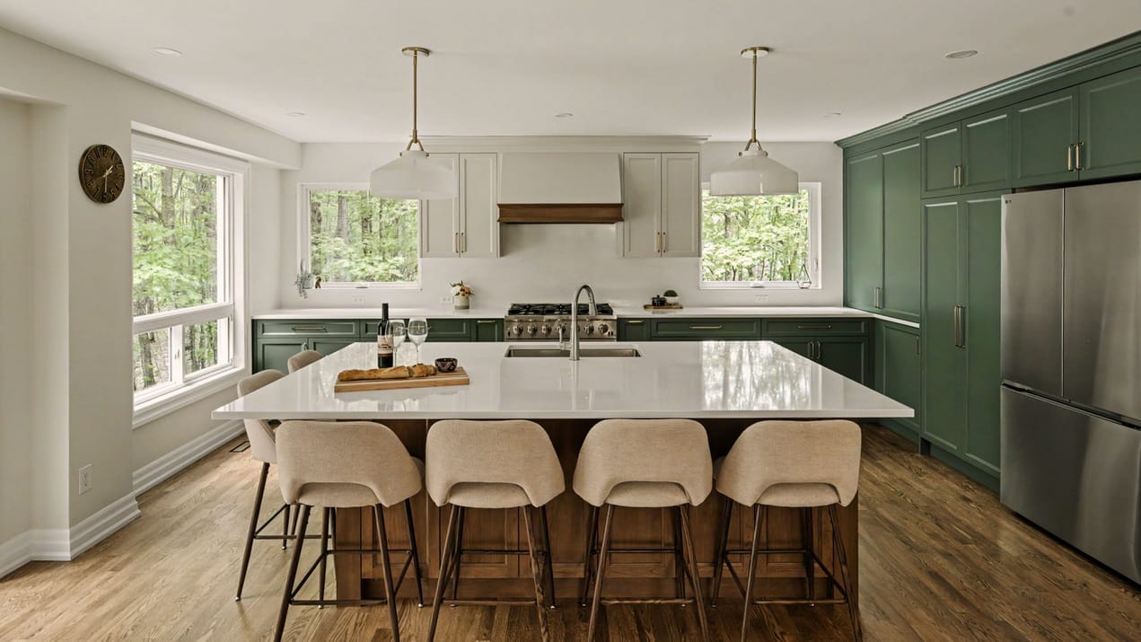 photo of a kitchen renovation with island