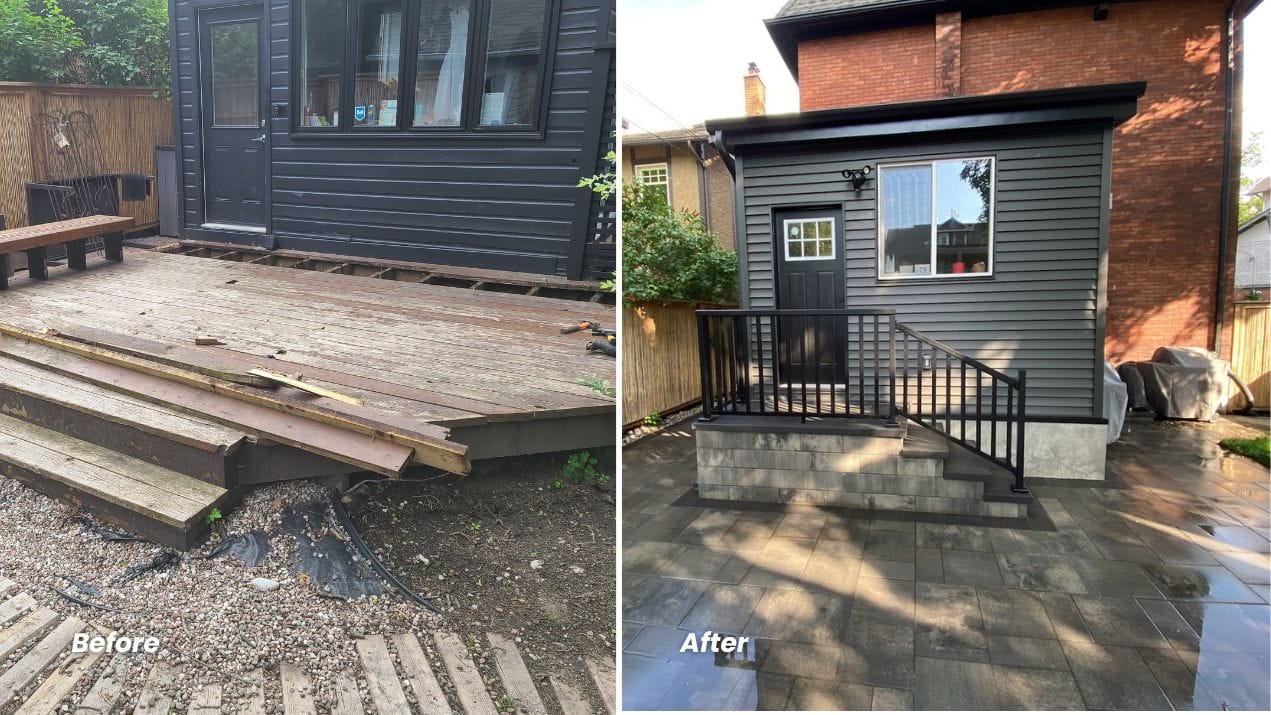 Aberdeen Development Group before and after deck back addition patio