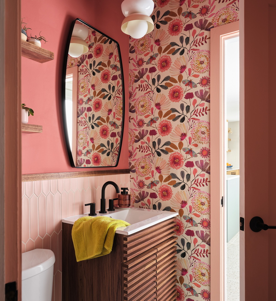 Uncommon Ottawa bytown designs powder room floral wallpaper