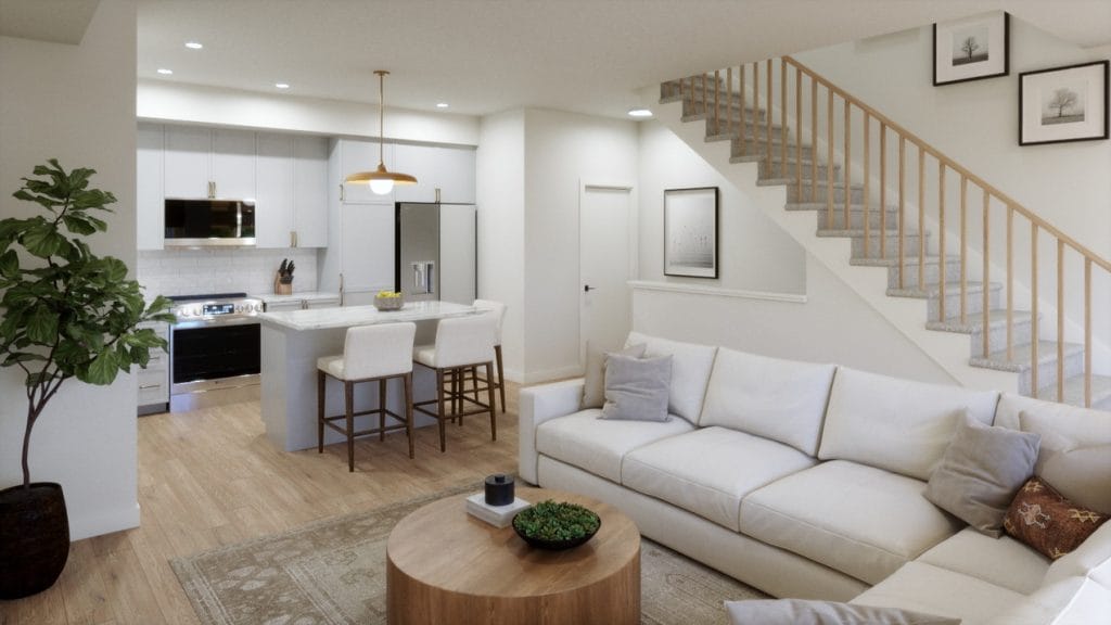 three-storey townhomes at EdenWylde cardel homes Stittsville azure