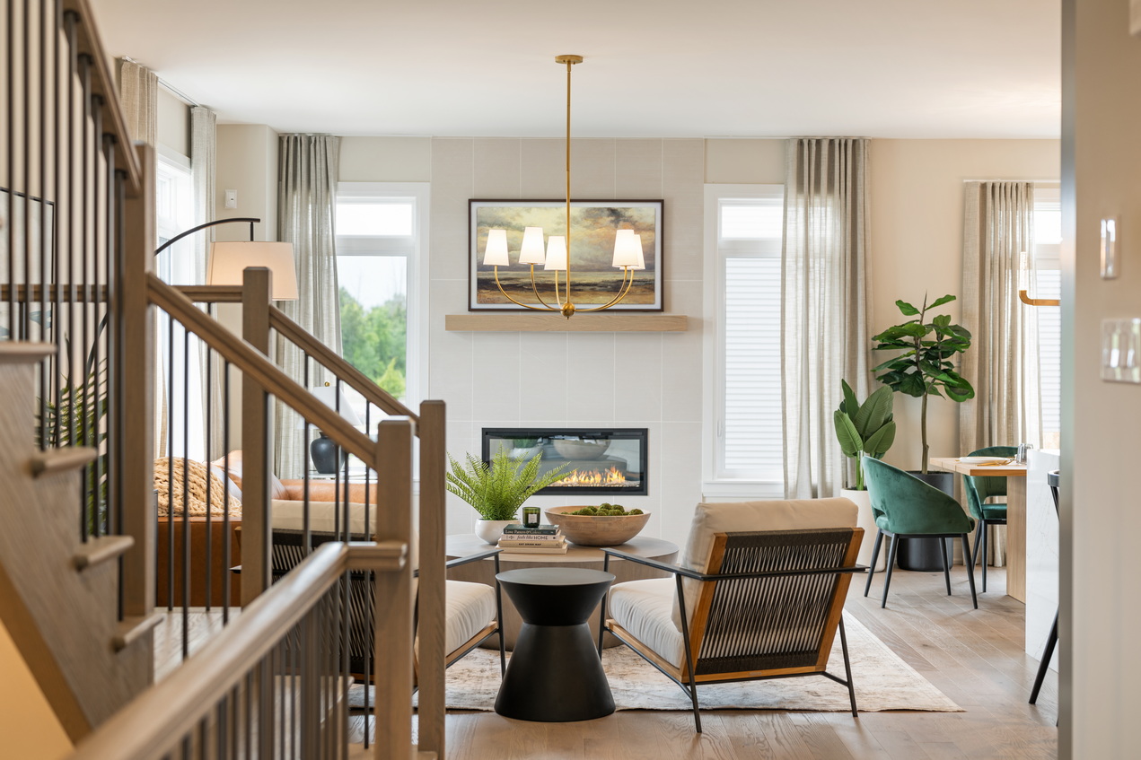 River's Edge model homes claridge riverside south ottawa cork open-concept living room