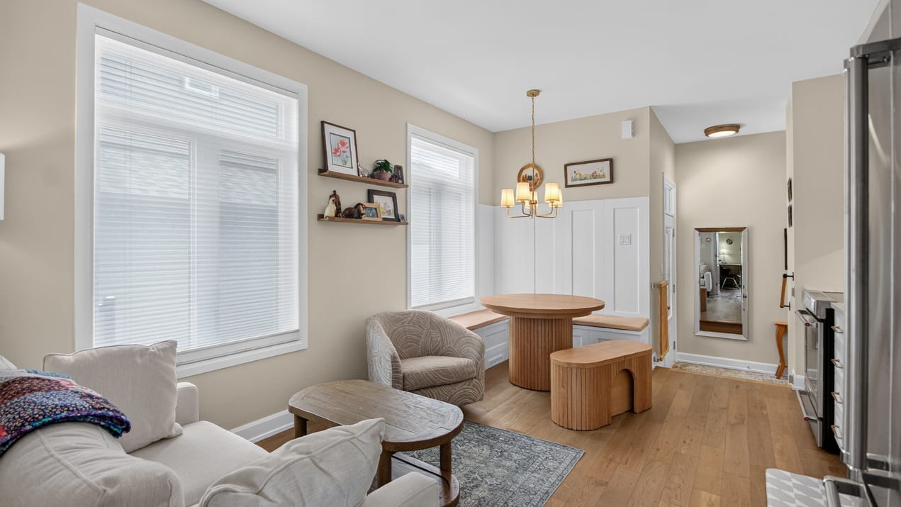 kitchen, dining area and living room of an additional dwelling unit by Corvinelli Homes