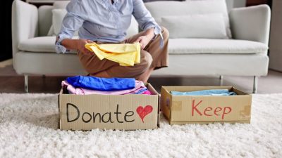 donating declutter decluttering sorting clothes