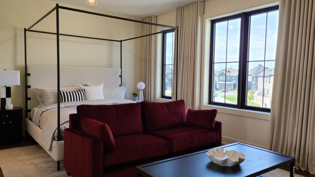 2025 Minto dream home cheo lottery ottawa bedroom red velvet couch 