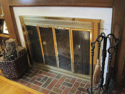 Brass Fireplace Screen with Glass Doors