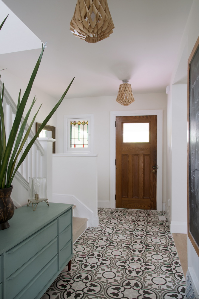 foyer Lagois geometric tile entrance entryway Ottawa homes