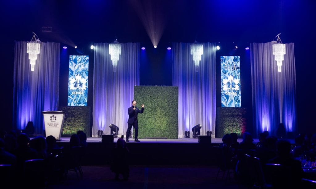 photo of the stage at the 2025 Housing Design Awards gala