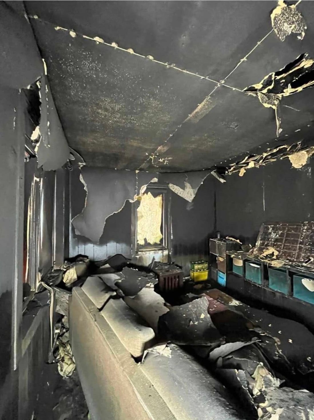 living room smoke damage