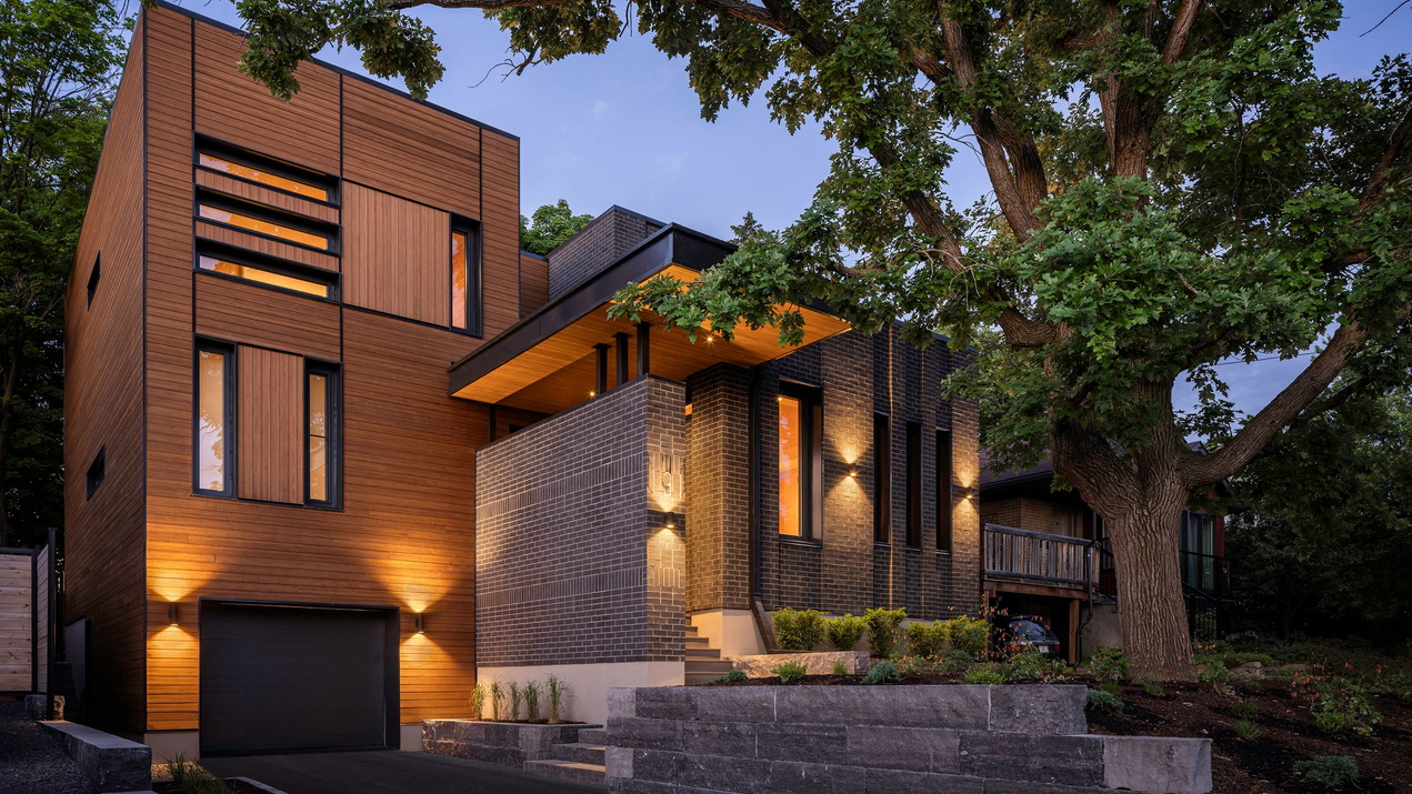 2024 Round 6 all things home people's choice award Ottawa design housing design awards linebox studio sanchez homes clt contemporary custom home exterior at dusk