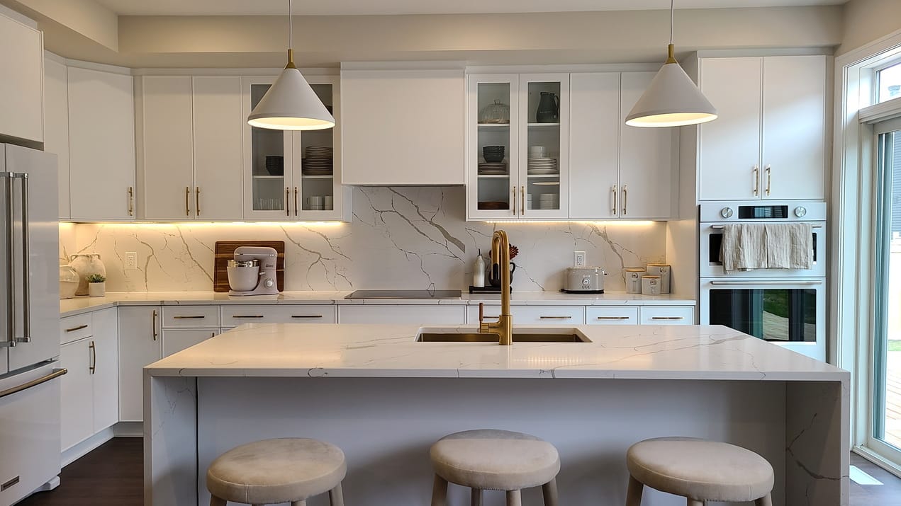 Northwoods model homes Mattamy Kanata housing equinox kitchen white island townhome