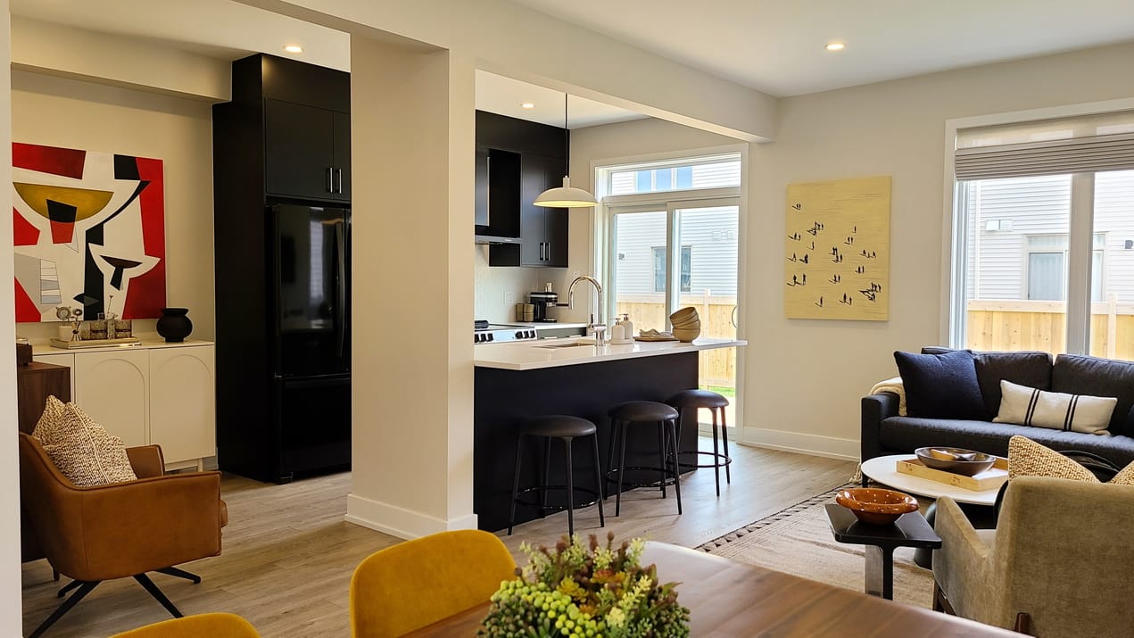 Northwoods model homes Mattamy Kanata housing nova townhome main floor black kitchen