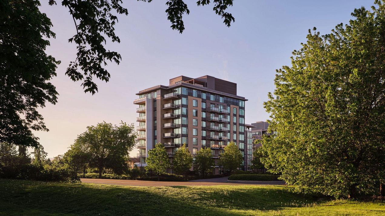 exterior of eQ’s Spencer condo building at Greystone Village in Old Ottawa South