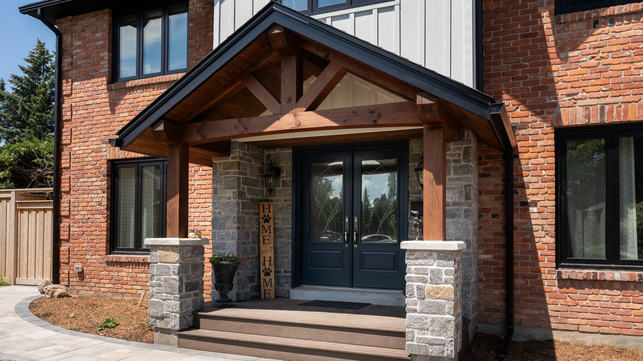 Front portico of an exterior renovation by Lagois Design-Build-Renovate