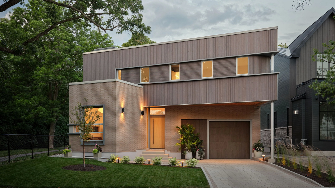 front exterior of a contemporary custom home by Linebox Studio and Sanchez Homes