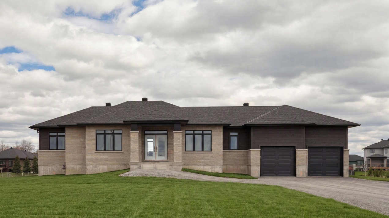 exterior of the Casewood bungalow model with sand-coloured stone façade