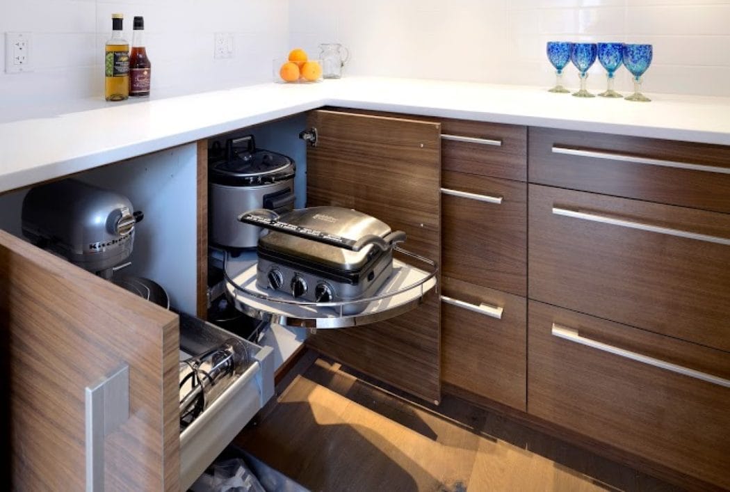 Potvin Construction says pull-outs are an essential accessory when designing kitchen cabinetry.