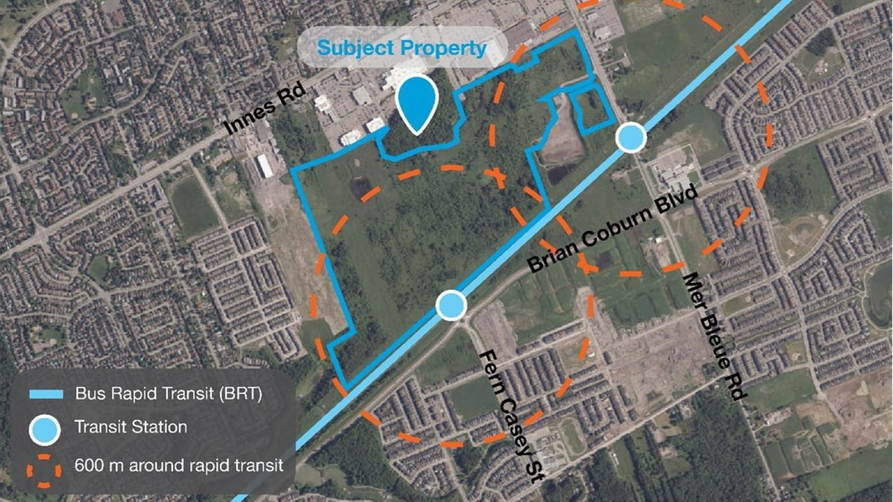 aerial map showing streets, housing and the proposed phase 5 of Richcraft’s Trailsedge development