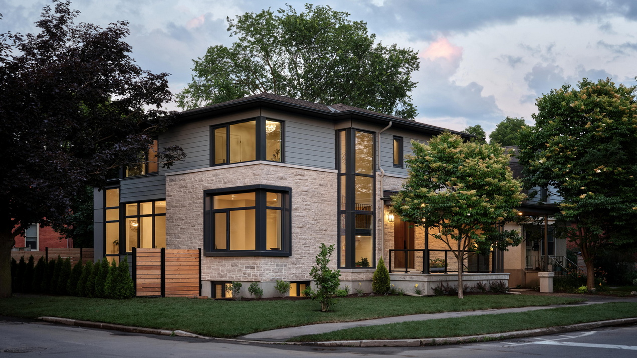 exterior of a custom home on a corner lot by RND Construction