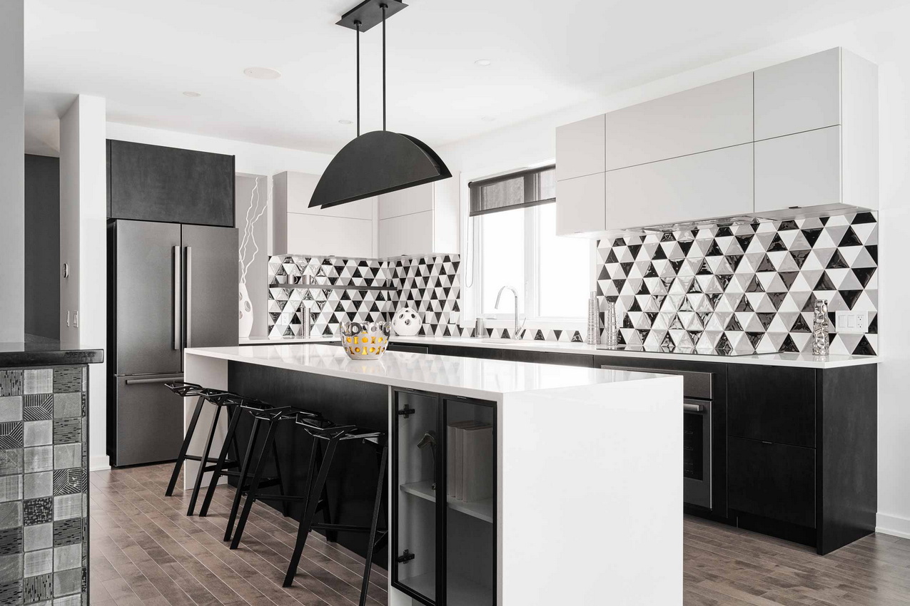 hn homes ottawa kitchen geometric pattern black and white