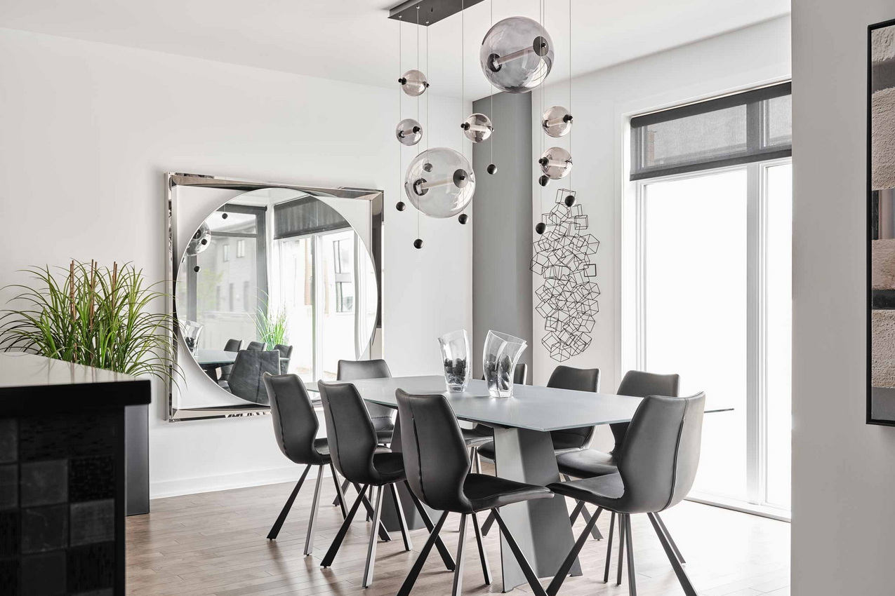 new models at Riverside South hn homes ottawa dining room monotone geometric pattern