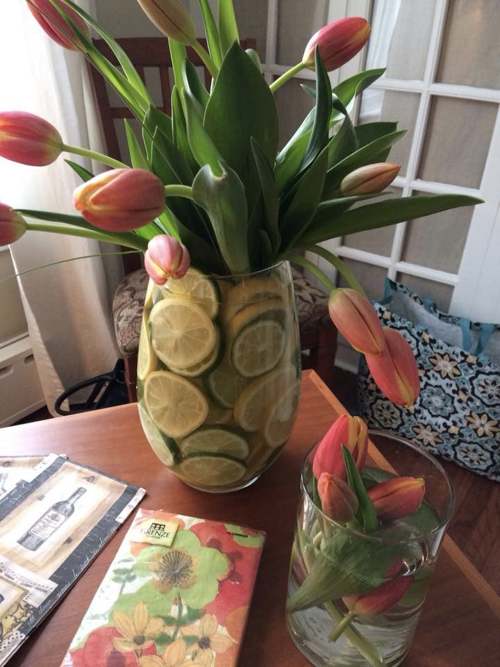 sue pitchforth tulips vase lemons
