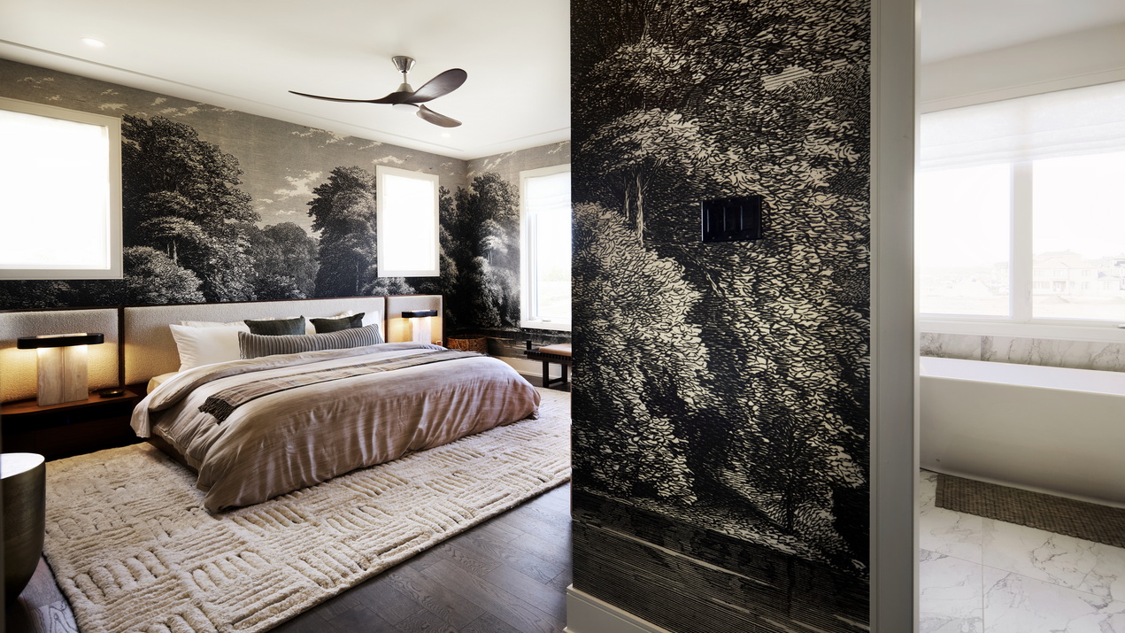 conservancy model homes caivan ottawa barrhaven new homes wallpaper trees forest monochromatic bedroom