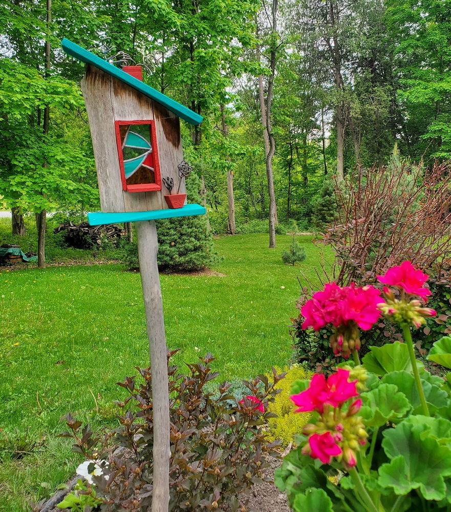 sue pitchforth garden whimsy yard decor backyard birdhouse