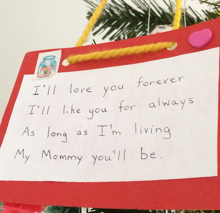 child's christmas ornament I'll love you forever sue pitchforth