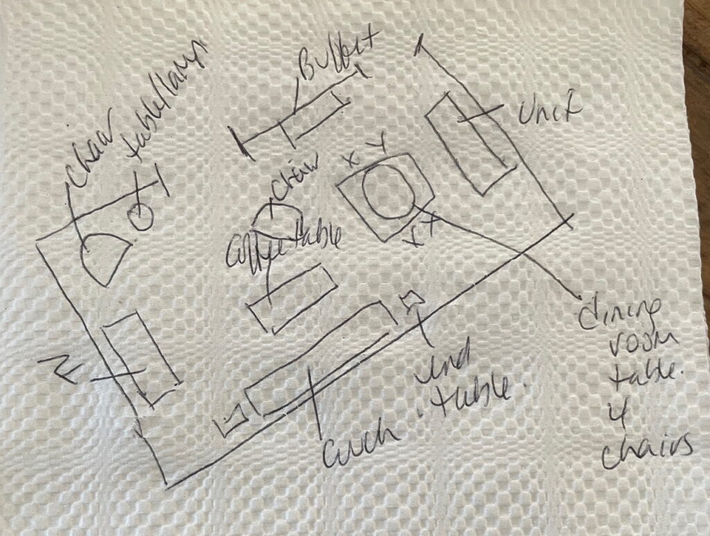 sue pitchforth decorating ideas design sketch on a napkin