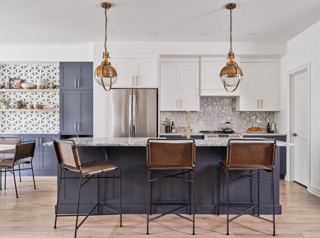 Tamarack Homes Chelsea townhome blue kitchen