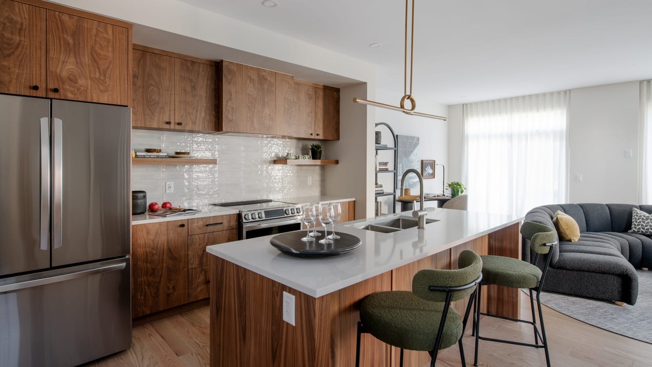 Copperwood Estate model homes uniform Kanata Ottawa housing driftwood townhome kitchen