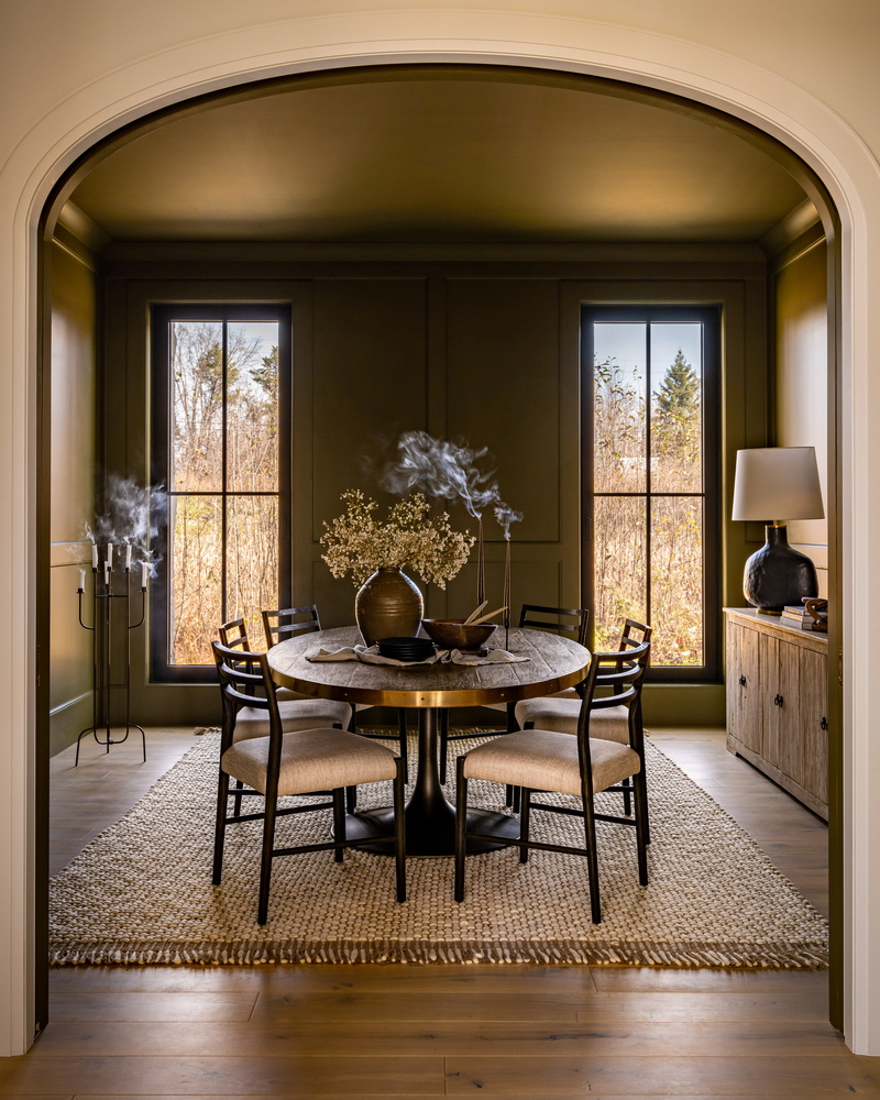 dining room archway ellipse arch award-winning custom home west of main art & stone group